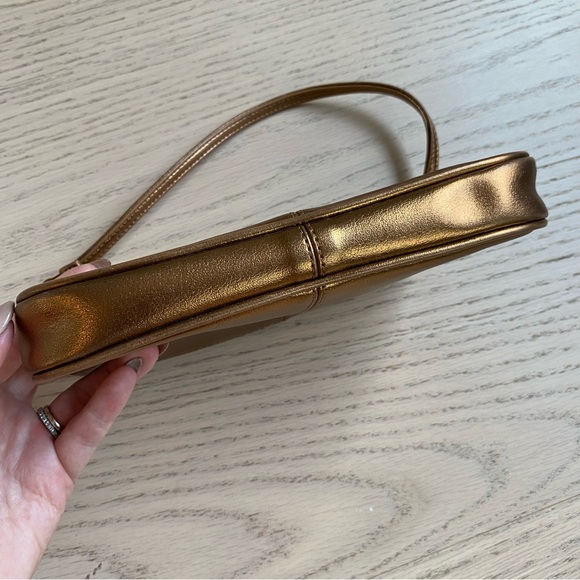 GAP Mini Purse, Bronze, Faux Leather Shoulder Bag, Wristlet, Fall, Metallic - Picture 5 of 7